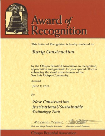 Award of Recognition